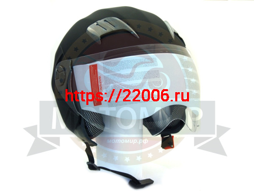 Шлем открытый "Safelead" HF-221 "колобки с доп. стеклом" мат. черный размер XL фото 3