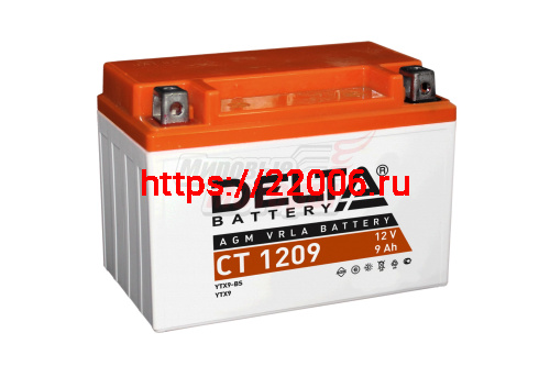 Аккумулятор 12В 9Ач DELTA CT1209 (YTX9-BS) (кислотный, герметичный) (прямая полярн) (150*86*107мм)