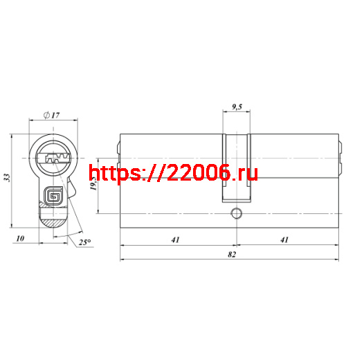 Цилиндровый Guardian (Гардиан) механизм GB 82 мм (41/41) Ni никель 5 кл. /128:4492/ фото 2