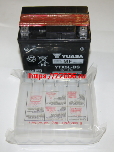 Аккумулятор YUASA MF YTX5L-BS (4Ah) сухозаряженный с электролитом Аккумулятор YUASA MF YTX5L-BS (4Ah) сухозаряженный с электролитом