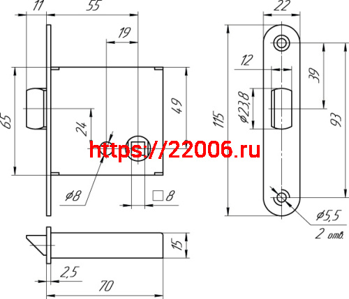 ЗЩ1-3 Mettem (Меттэм) (Защелка ЗЩ-1 (б/ручек)) правая фото 2 ЗЩ1-3 Mettem (Меттэм) (Защелка ЗЩ-1 (б/ручек)) правая фото 2