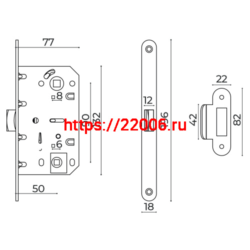 Защелка Ajax (Аякс) врезная METLM90-50 SN мат.никель фото 2