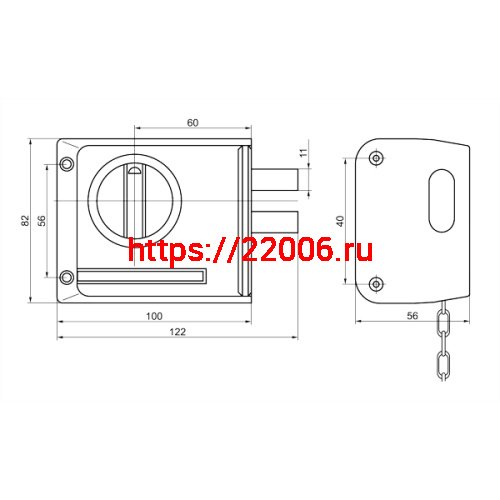 Замок Sam (Сам) накладной ЗНД-1АК прав/86700/ фото 2