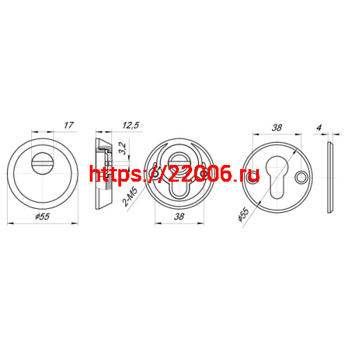 Накладка Punto (Пунто) DEF.SH-al/R-EXT.5513 (A5513) тех упаковка, винт M5x90 AB бронза фото 3