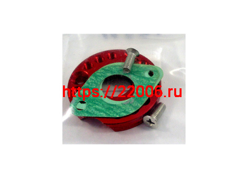 Переходник карбюратора алюминиевый d-22 мм красный (прокладки карбюратора бум+2 болта) Переходник карбюратора алюминиевый d-22 мм красный (прокладки карбюратора бум+2 болта)