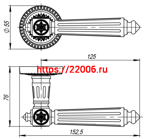 Ручка Armadillo (Армадилло) раздельная R.CL55.Matador (Matador CL4) SILVER-925 серебро 925 фото 3
