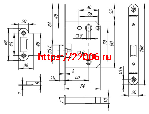 Защелка Fuaro (Фуаро) врезная PLASTP82-50 (P82-50) CP хром фото 3