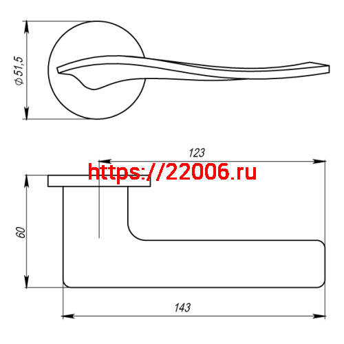Ручка Armadillo (Армадилло) раздельная R.URS52.AQUA (AQUA URS) BPVD-77 вороненый никель фото 4
