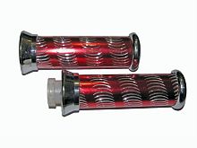 Ручки руля декоративные красные (ручка газа + левая)