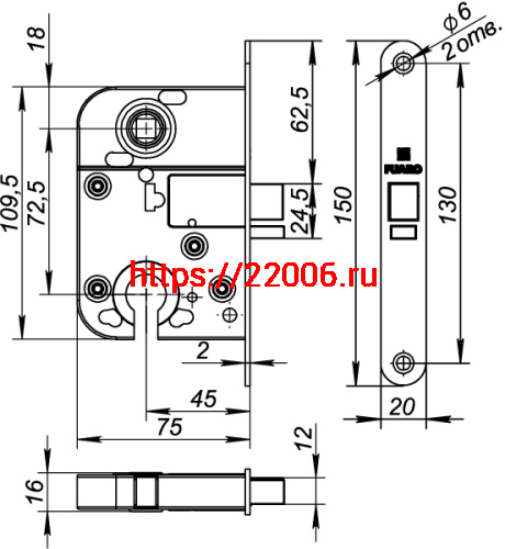 Корпус Fuaro (Фуаро) замка L.FIN2018/C (2018-CP) CP хром фото 4