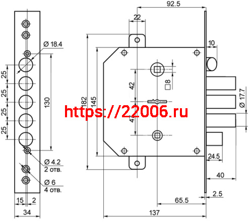 Замок Border (Бордер) врезной сувальдный с задвижкой и защёлкой ЗВ9-6 ПКТЗ с тягами (прав.), 5 кл. /77404/ фото 2 Замок Border (Бордер) врезной сувальдный с задвижкой и защёлкой ЗВ9-6 ПКТЗ с тягами (прав.), 5 кл. /77404/ фото 2