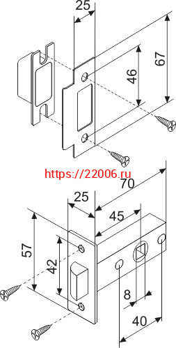 Защелка Fuaro (Фуаро) врезная METF12-45-25 (F12-45-25) CP хром фото 3 Защелка Fuaro (Фуаро) врезная METF12-45-25 (F12-45-25) CP хром фото 3