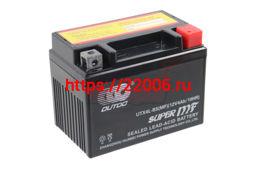 Аккумулятор 12В 4Ач OUTDO UTX4L-BS(MF) (аналогCT1204) (кислотный, герметичный) (обр.полярн) (113*70*85мм) Аккумулятор 12В 4Ач OUTDO UTX4L-BS(MF) (аналогCT1204) (кислотный, герметичный) (обр.полярн) (113*70*85мм)