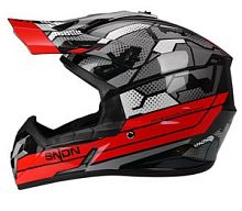 Мотошлем 801 серо-красный (M)