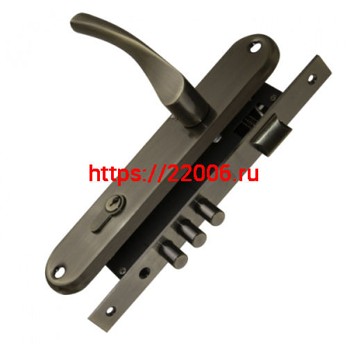 Замок Punto (Пунто) цилиндровый в комплекте с ручкой LOCKSET90.CRONA.4585-3 (KIT P90 4585/3 CRONA) AB бронза