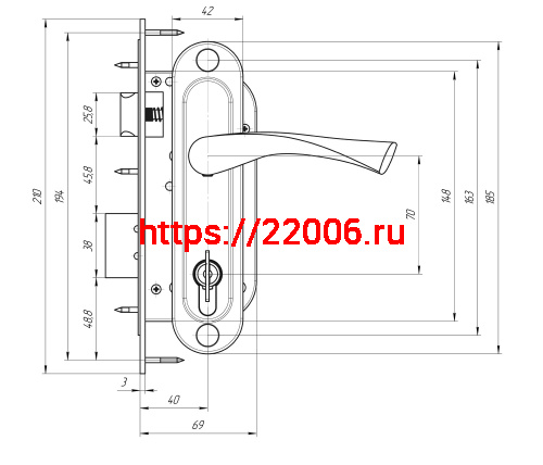 Замок Absolyute (Абсолют) врезной цилиндровый с защёлкой в комплекте с ручкой ЗВ4-70/07 (хром лак), 4 кл. фото 2 Замок Absolyute (Абсолют) врезной цилиндровый с защёлкой в комплекте с ручкой ЗВ4-70/07 (хром лак), 4 кл. фото 2