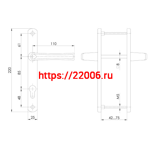 Ручка Punto (Пунто) на планке HANDLE.85.25.67-75 RAL 9005 черный фото 4