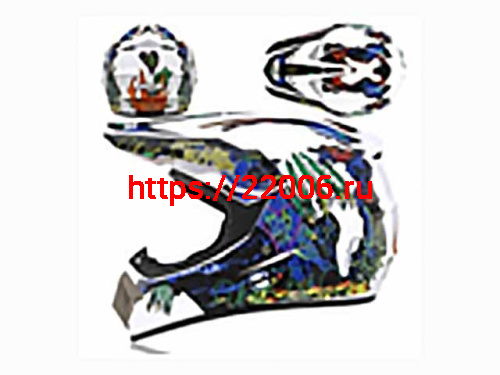 Мотошлем VIRTUE MD-905 Кросс белый с синим граффити (XL) Мотошлем VIRTUE MD-905 Кросс белый с синим граффити (XL)