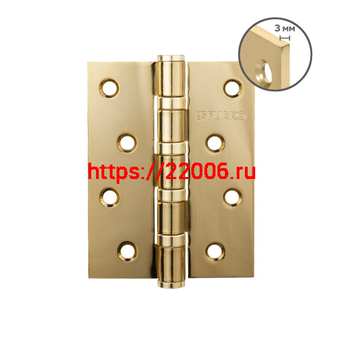 Петля Fuaro (Фуаро) универсальная HEAVY IN4400U GOLD-24 (золото 24K) 100х75х3 мм