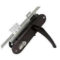 Замок Absolyute (Абсолют) врезной цилиндровый с защёлкой в комплекте с ручкой ЗВ4-70/07 (медь антик), 4 кл.