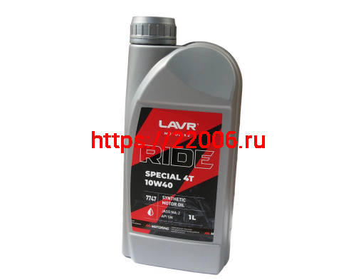 Масло LAVR MOTO RIDE SPECIAL для 4т двиг.,синтетика, SAE 10W40, API SN JASO MA/MA2, 1литр. (Ln7747) Масло LAVR MOTO RIDE SPECIAL для 4т двиг.,синтетика, SAE 10W40, API SN JASO MA/MA2, 1литр. (Ln7747)