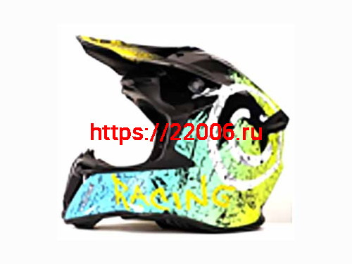 Мотошлем VIRTUE MD-902 Кросс черный с голубо-салатовым граффити (S)