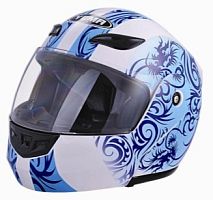 Мотошлем YM-920 бело-голубой  (L)