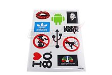 Наклейки: Губы, Android, Эйнштейн, Adidas, Linkin park и др. MV22A4D087 (10 элементов)(21х30)