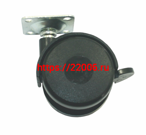 Опора колесная с площадкой, d=50, h=65 с фиксатором, пластмасса черная Опора колесная с площадкой, d=50, h=65 с фиксатором, пластмасса черная