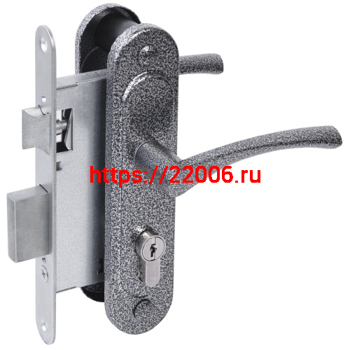 Замок Absolyute (Абсолют) врезной цилиндровый с защёлкой в комплекте с ручкой ЗВ4-3/07 (серебро антик), 4 кл. Замок Absolyute (Абсолют) врезной цилиндровый с защёлкой в комплекте с ручкой ЗВ4-3/07 (серебро антик), 4 кл.