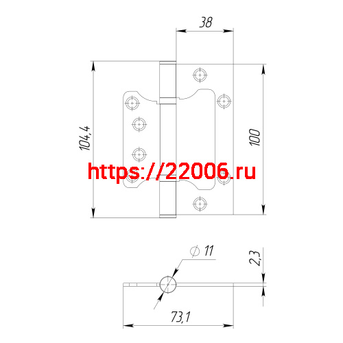 Петля Ajax (Аякс) универсальная без врезки IN4000W AB (100/P-2B 100x2,3) бронза фото 3 Петля Ajax (Аякс) универсальная без врезки IN4000W AB (100/P-2B 100x2,3) бронза фото 3