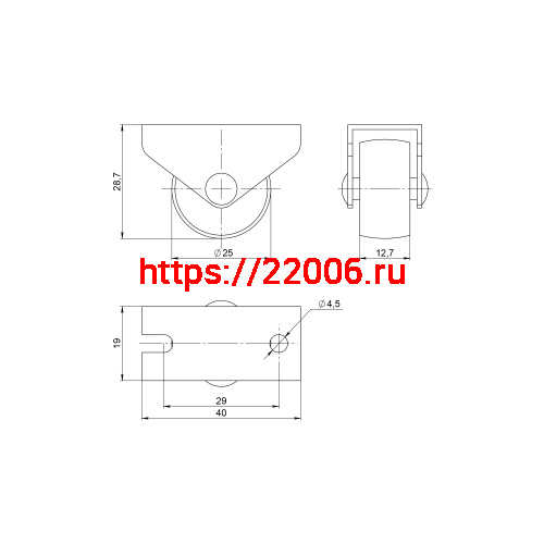 Опора Ajax (Аякс) колесная прямоходная WL/R-25P/20 kg BL пластик черный фото 2 Опора Ajax (Аякс) колесная прямоходная WL/R-25P/20 kg BL пластик черный фото 2