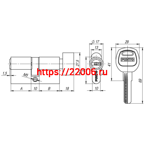Цилиндровый Punto (Пунто) механизм (A202/90) A2002Knob90(50+10+30) с вертушкой SN никель фото 3 Цилиндровый Punto (Пунто) механизм (A202/90) A2002Knob90(50+10+30) с вертушкой SN никель фото 3