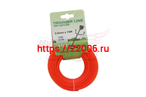 Леска триммерная (3,0*15м) TRIMMER LINE с картонной этикеткой (звезда) "ММ"