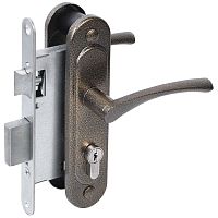 Замок Absolyute (Абсолют) врезной цилиндровый с защёлкой в комплекте с ручкой ЗВ4-3/07 (бронза антик), 4 кл.