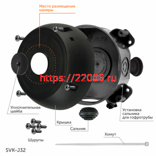 SVK-J32 (Пластик, цвет ,Черный, IP66) монтажная коробка круглая фото 2