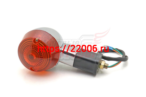 Боковой фонарь (BF-05) "Байкер" хром большой КОРОТКИЙ (желтый) (пласт)