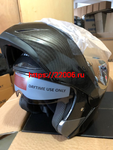 Шлем модуляр "Safelead" HF-118 (поднимается подбородок) NEW карбон (Y03), белый размер S фото 4