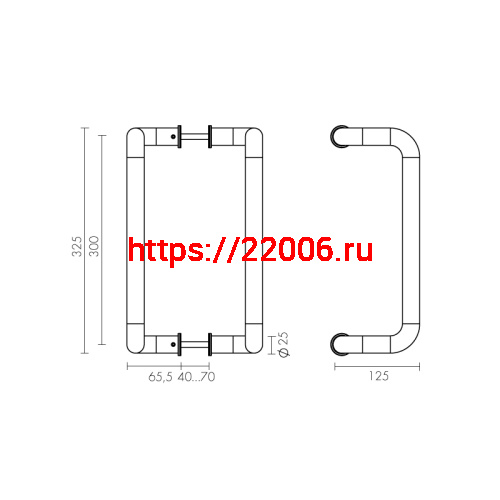 Ручка-скоба Fuaro (Фуаро) PULL.PH25/300.25 INOX 304 (PH-25-25/300-INOX) фото 3 Ручка-скоба Fuaro (Фуаро) PULL.PH25/300.25 INOX 304 (PH-25-25/300-INOX) фото 3