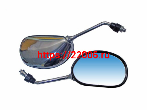 Зеркала заднего вида №53 пластик бобовидное хром стойка резьба М10 Зеркала заднего вида №53 пластик бобовидное хром стойка резьба М10