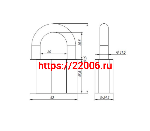 Замок Ajax (Аякс) навесной PD-4070 (PD-40-70) 3 fin key /коробка фото 3