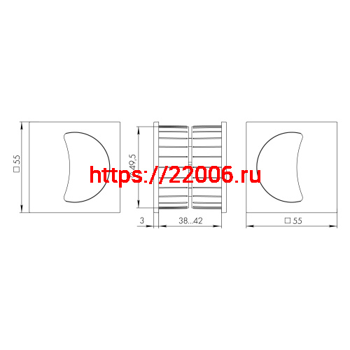 Ручка Armadillo (Армадилло) для раздвижных дверей SH.QUADRO55.010 BPVD-77 вороненый никель фото 3