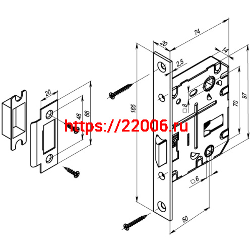 Защелка Punto (Пунто) врезная METL72-50 ( L72-50) CFB кофе глянец фото 3