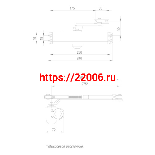 Доводчик Fuaro (Фуаро) дверной DC20-6W (DC-206W) BR до 160 кг (коричневый) фото 3