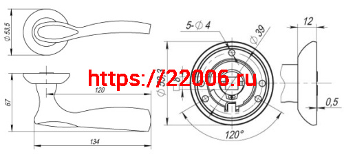 Ручка Fuaro (Фуаро) раздельная ARIA RM SN/CP-3 матовый никель/хром фото 3