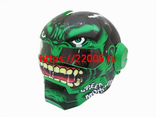 Мотошлем закрытый MASEI 610 Monster зеленый (XL) Мотошлем закрытый MASEI 610 Monster зеленый (XL)
