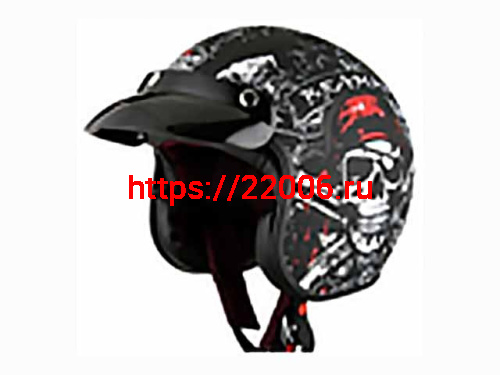 Мотошлем VIRTUE MD-211 открытый с козырьком и визором черный с рисунком (M)