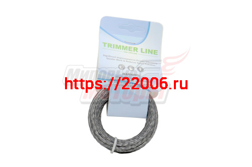 Леска триммерная (1,3*15м) TRIMMER LINE с картонной этикеткой (квадрат витой) (металл сердечник)