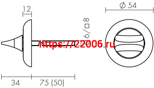 Ручка Fuaro (Фуаро) поворотная BKW8x75.R.HMR54 (HMR8x75) ABG бронза фото 3