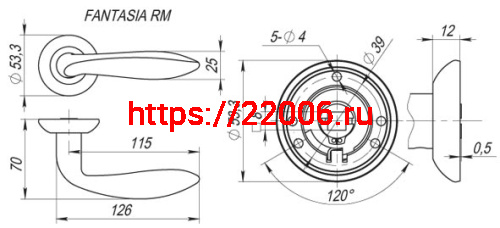 Ручка Fuaro (Фуаро) раздельная R.RM54.FANTASIA (FANTASIA RM) SN/CP-3 матовый никель/хром фото 3 Ручка Fuaro (Фуаро) раздельная R.RM54.FANTASIA (FANTASIA RM) SN/CP-3 матовый никель/хром фото 3